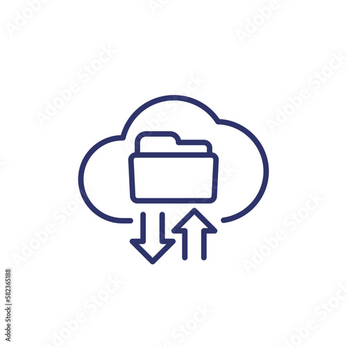 cloud folder line icon on white