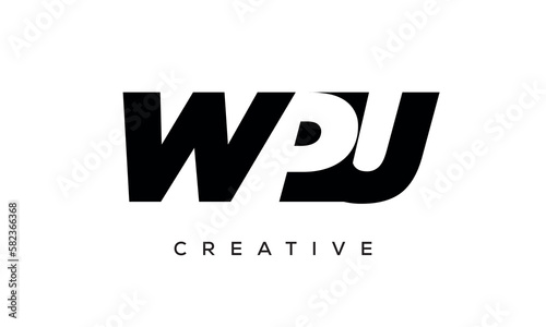 WPU letters negative space logo design. creative typography monogram vector