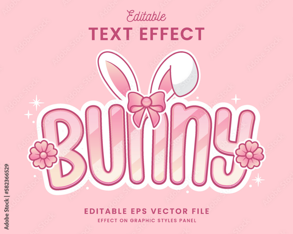 decorative editable bunny text effect vector design Stock Vector
