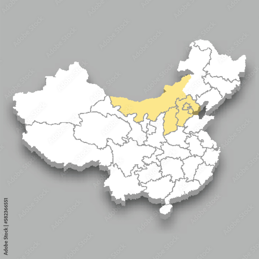 North region location within China map North region location within China map