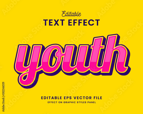 decorative editable youth text effect vector design