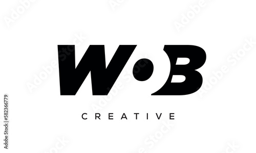 WOB letters negative space logo design. creative typography monogram vector
