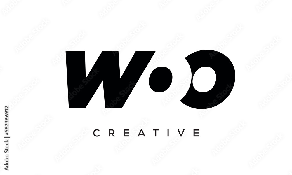 WOO letters negative space logo design. creative typography monogram vector