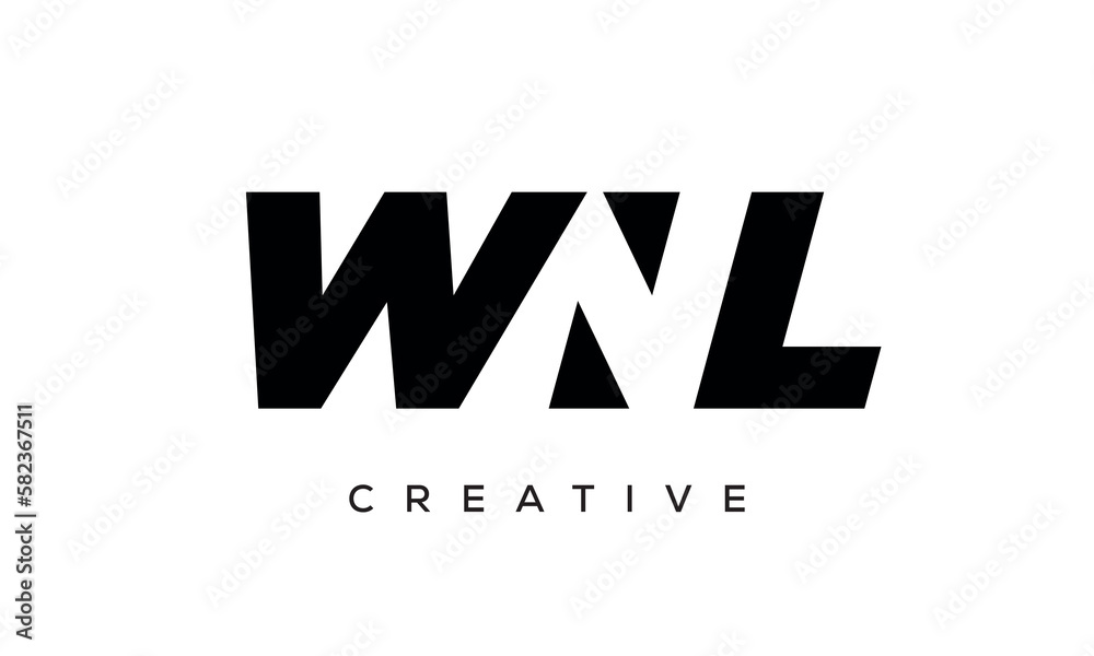 WNL letters negative space logo design. creative typography monogram vector WNL letters negative space logo design. creative typography monogram vector