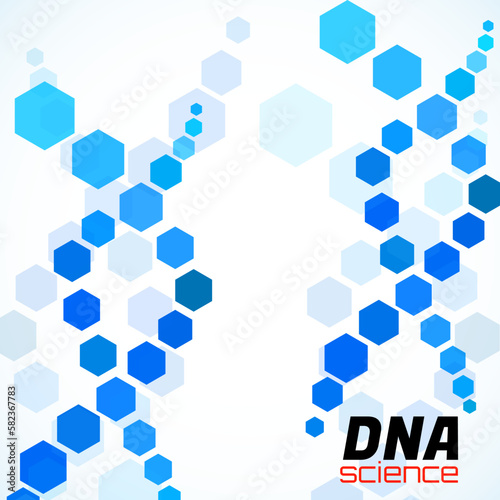 Abstract spiral of DNA, hexagon elements. Isolated on white background