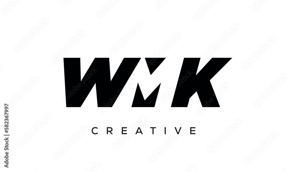 WMK letters negative space logo design. creative typography monogram vector	
