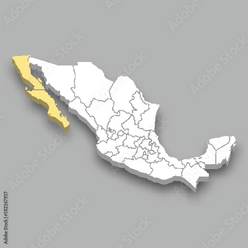 Baja California region location within Mexico map