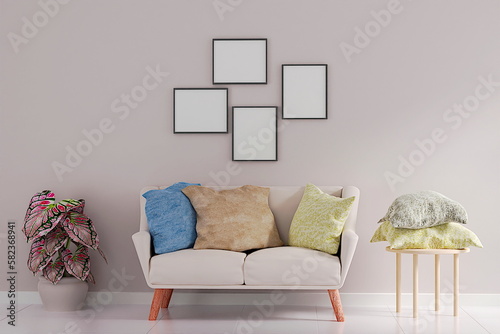 photo frame mock up 3d rendering
