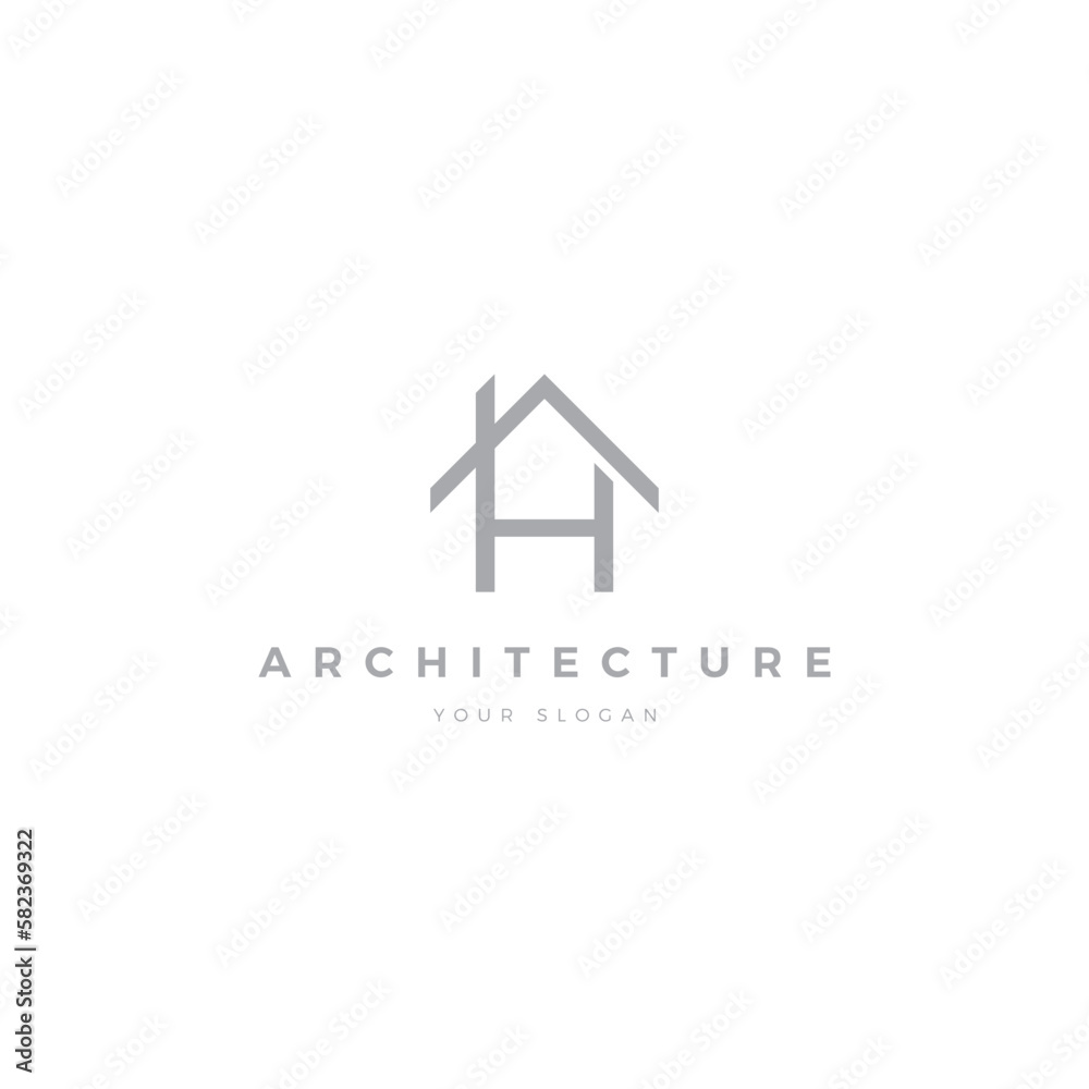 Fototapeta premium letter H architecture logo grey