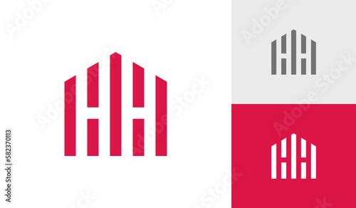 Letter HH initial monogram with house shape logo design vector
