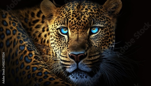 close up portrait of a leopard. Generative AI. © Rohit