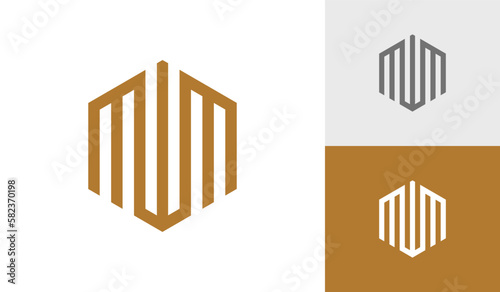 Letter MWM initial hexagon monogram logo design vector photo