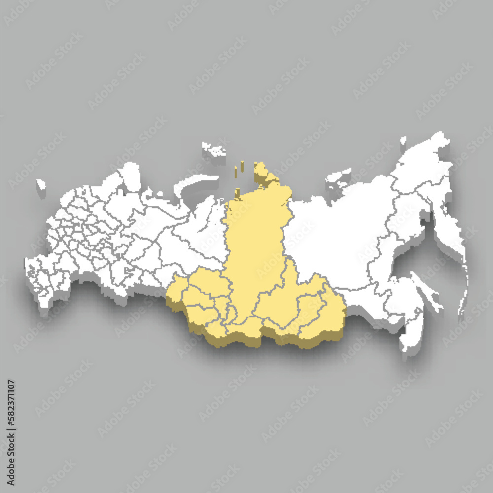 Siberia region location within Russia map