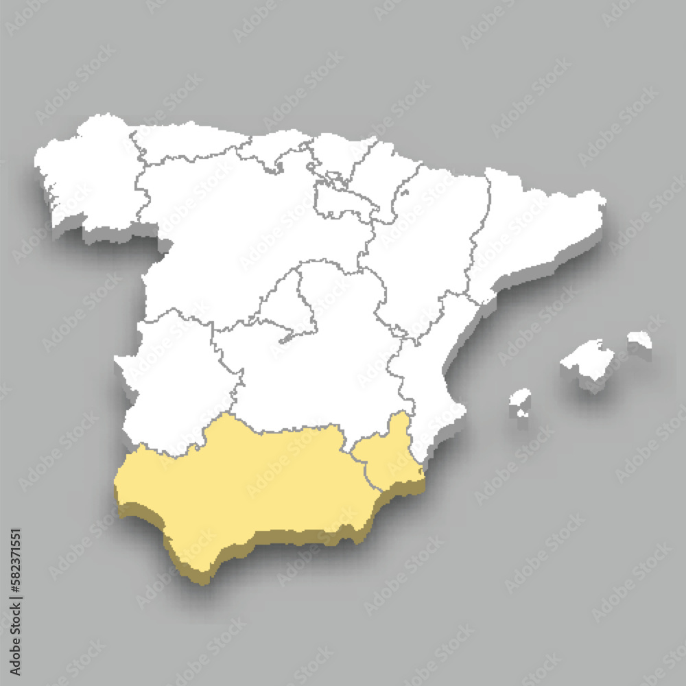 South region location within Spain map