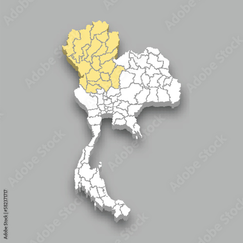 Northern region location within Thailand map
