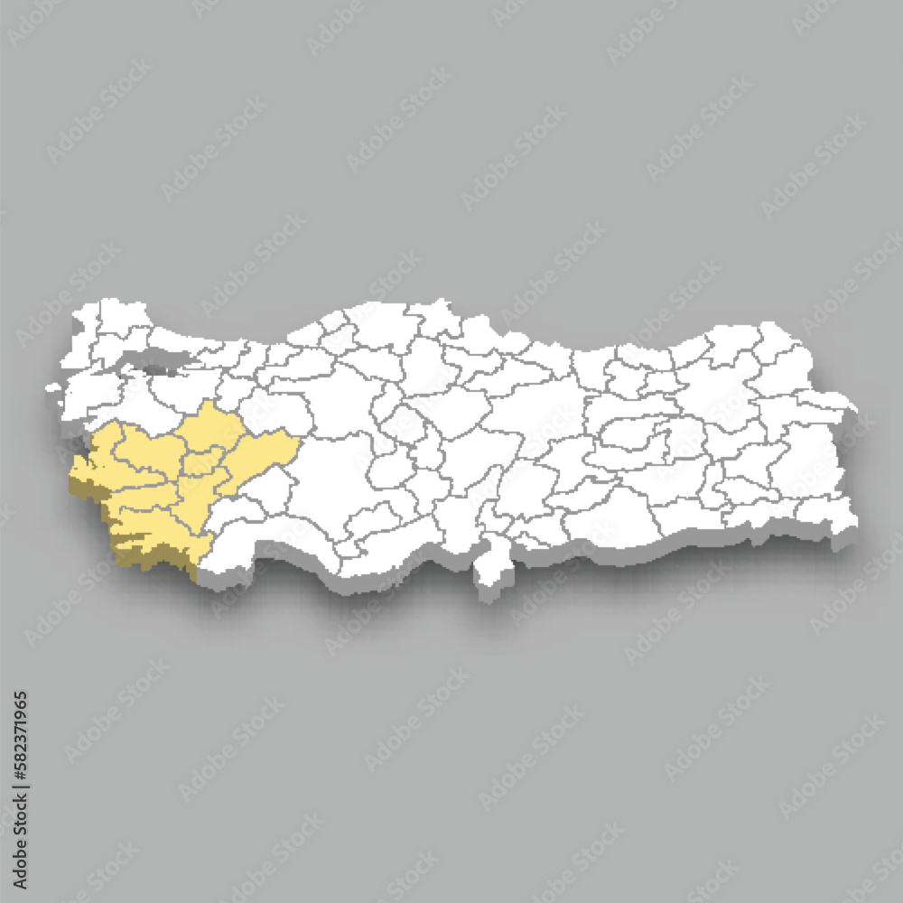 Aegean region location within Turkey map