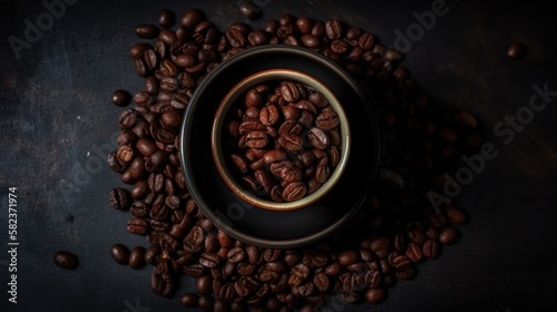 Coffee beans on drak background. generative AI