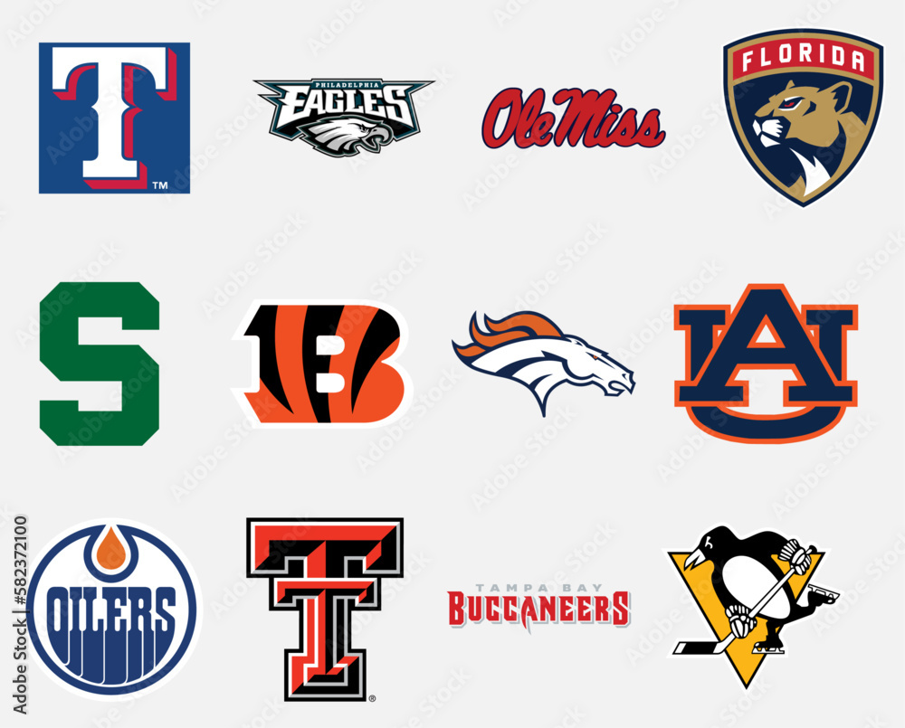 Most popular Sports brands. Vector brand logo collection. Stock Vector