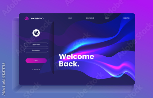 Modern Login and Sign In forms. Colorful gradient. landing page concept. Professional web design, full set of elements