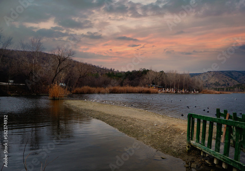 View of the lake and surroundings under a beautiful sky. Turkey - Ankara - Eymir Lake photo