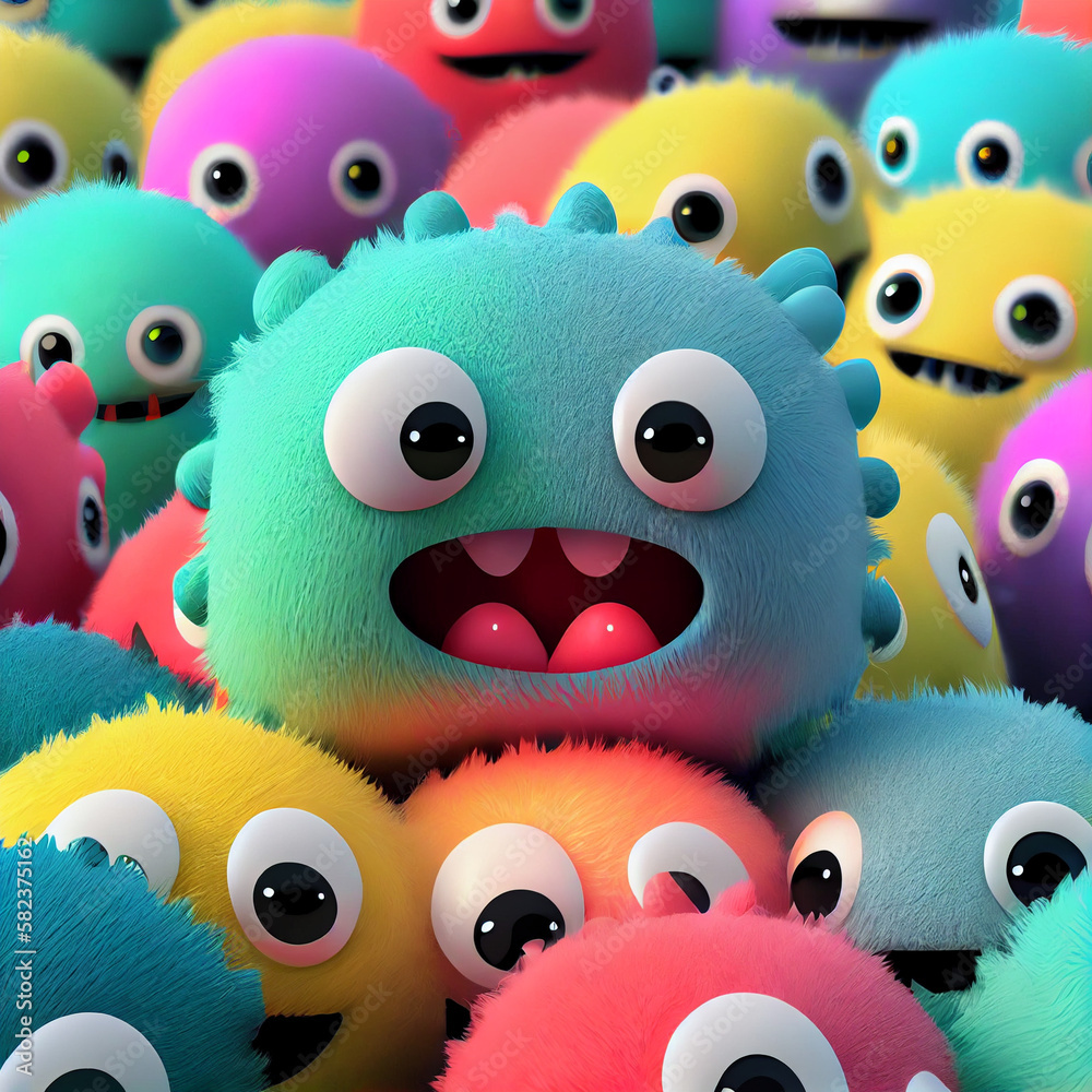 colorful group of cute monster 