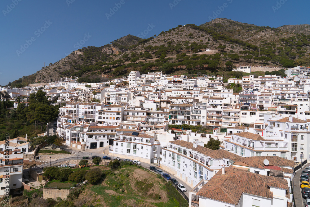 Mijas Pueblo Spain white houses on hillside in the historic Spanish village in Andalusia