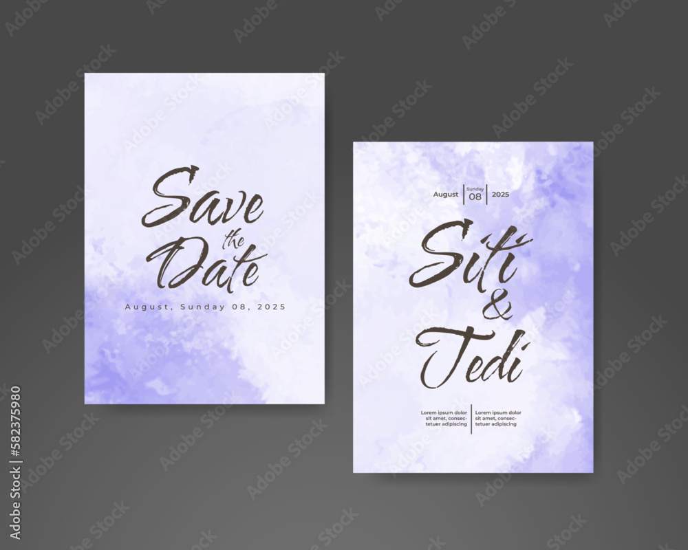 Wedding invitation with abstract watercolor background