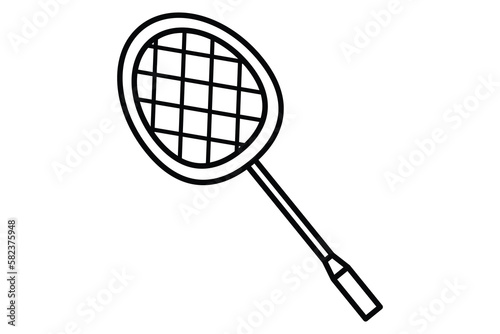 Badminton racket icon illustration. icon related to badminton  sport. outline icon style. Simple vector design editable