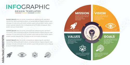 Mission Vision Values Goals infographic template. Company goal infographic design with Modern flat icon design. vector illustration infographic icon