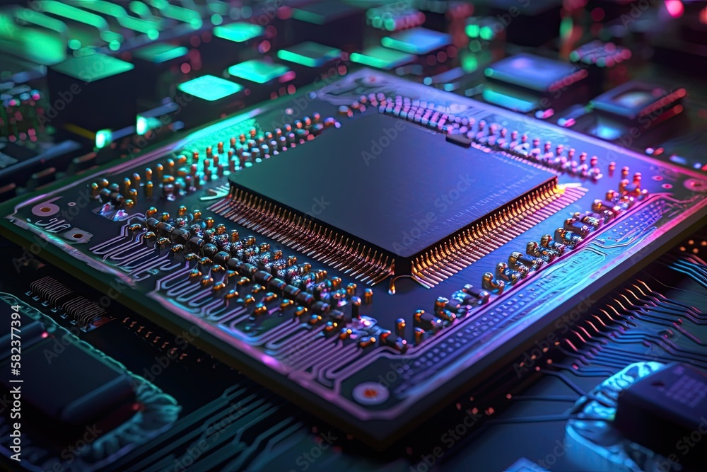 Electronic Circuit Board futuristic technology background. Digital Modern Electronic. Generative AI Electronic Circuit Board futuristic technology background. Digital Modern Electronic. Generative AI