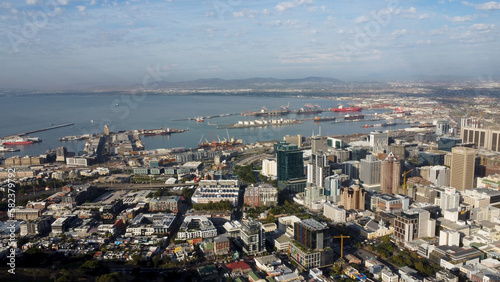 Aerial view of Cape Town city and harbor 