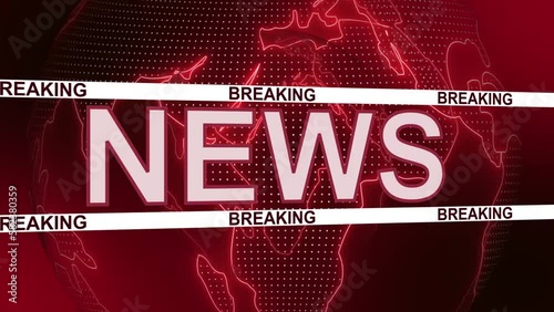 Breaking News - design template for news channels or internet tv background animation - Breaking News lettering on world globe background - endless loop