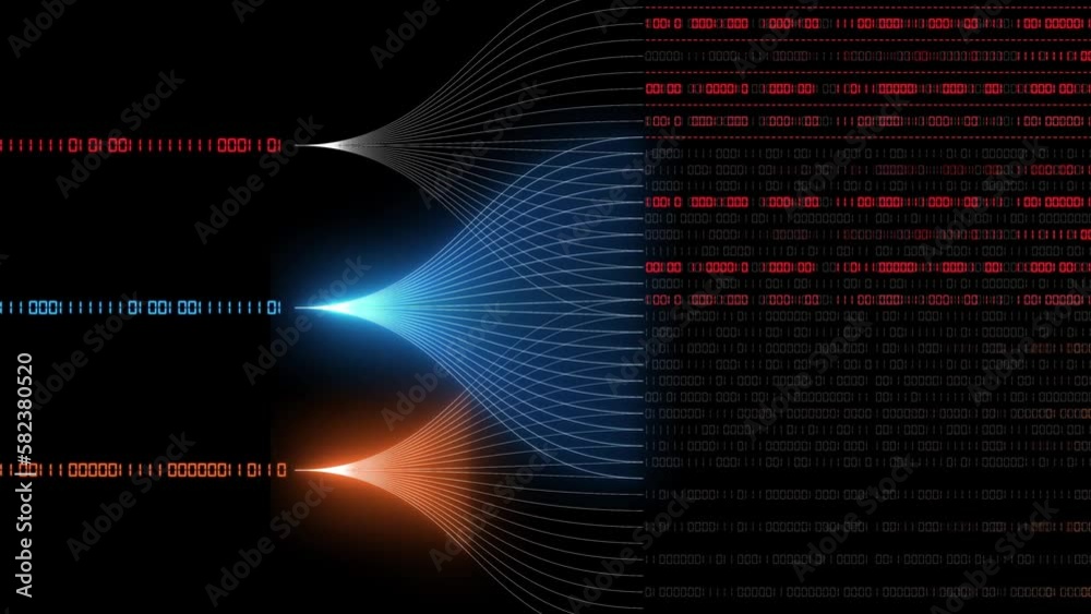 Big Data technology - data flow concept - neural network animation for artificial intelligence - endless loop