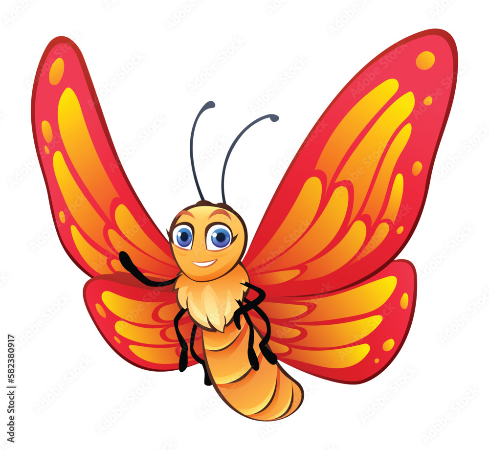 Fototapeta premium Cute butterfly cartoon illustration isolated on white background