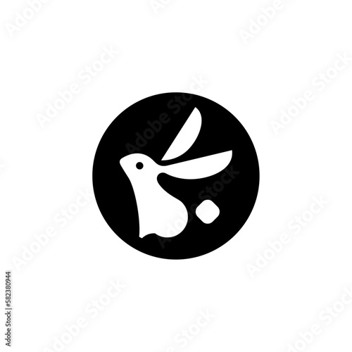 rabbit , bunny on the moon, Japanese style vector illustration