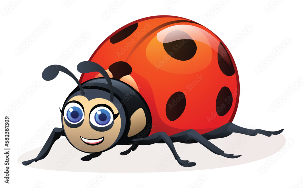 Obraz premium Cute ladybug cartoon illustration isolated on white background