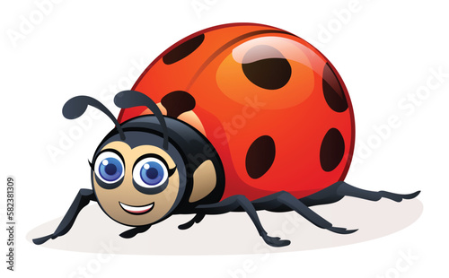 Cute ladybug cartoon illustration isolated on white background