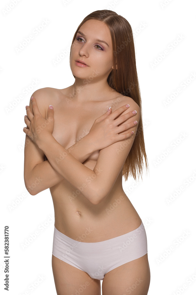 Fototapeta premium young slender woman posing topless