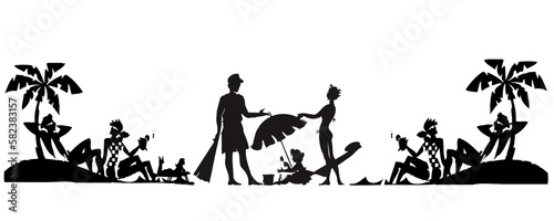 silhouette of a person on beach, family silhouettes on beach, peoples on beach silhouettes,