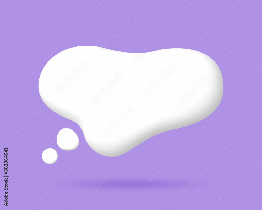 3D White speech bubble elements on Pale purple background, 3D rendering image, Clipping path Included. 3D White speech bubble elements on Pale purple background, 3D rendering image, Clipping path Included.