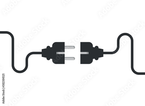 Electric socket with a plug icon in flat style. Connection symbol vector illustration on isolated background. 404 error sign business concept.