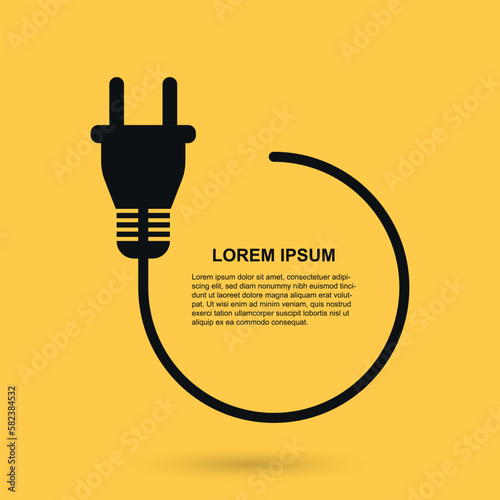 Electric socket with a plug icon in flat style. Connection symbol vector illustration on isolated background. 404 error sign business concept.