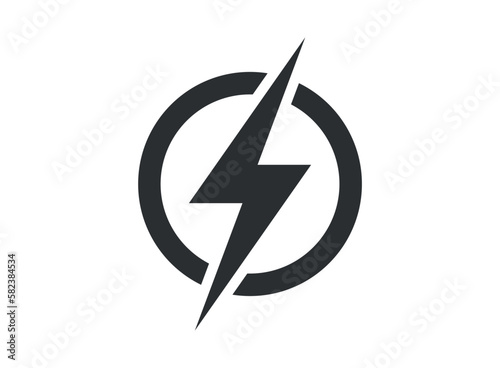 Lightning power icon in flat style. Energy symbol vector illustration on isolated background. Start sign business concept.