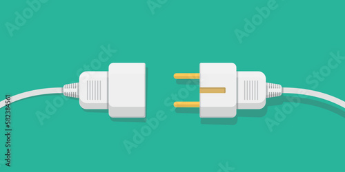 Electric socket with a plug icon in flat style. Connection symbol vector illustration on isolated background. 404 error sign business concept.