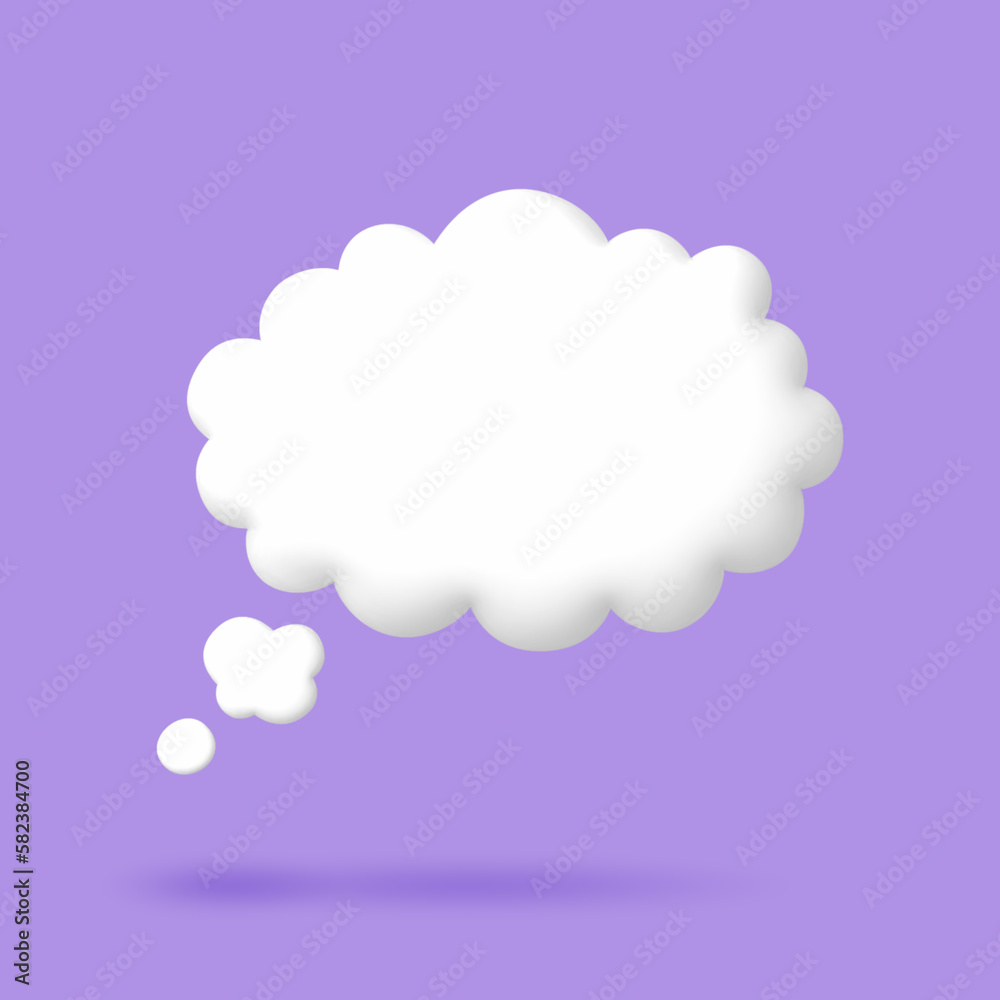 3D White speech bubble elements on Pale purple background, 3D rendering image, Clipping path Included. 3D White speech bubble elements on Pale purple background, 3D rendering image, Clipping path Included.