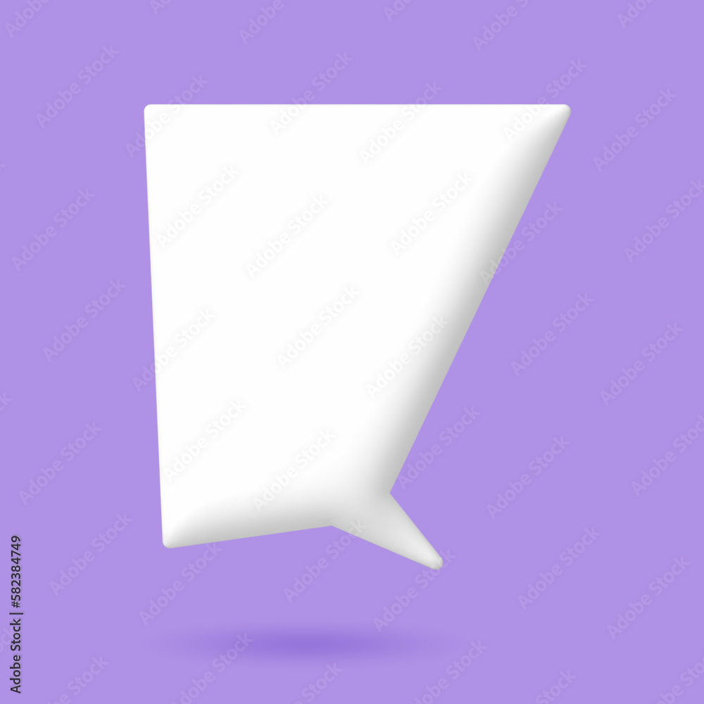 3D White speech bubble elements on Pale purple background, 3D rendering image, Clipping path Included. 3D White speech bubble elements on Pale purple background, 3D rendering image, Clipping path Included.