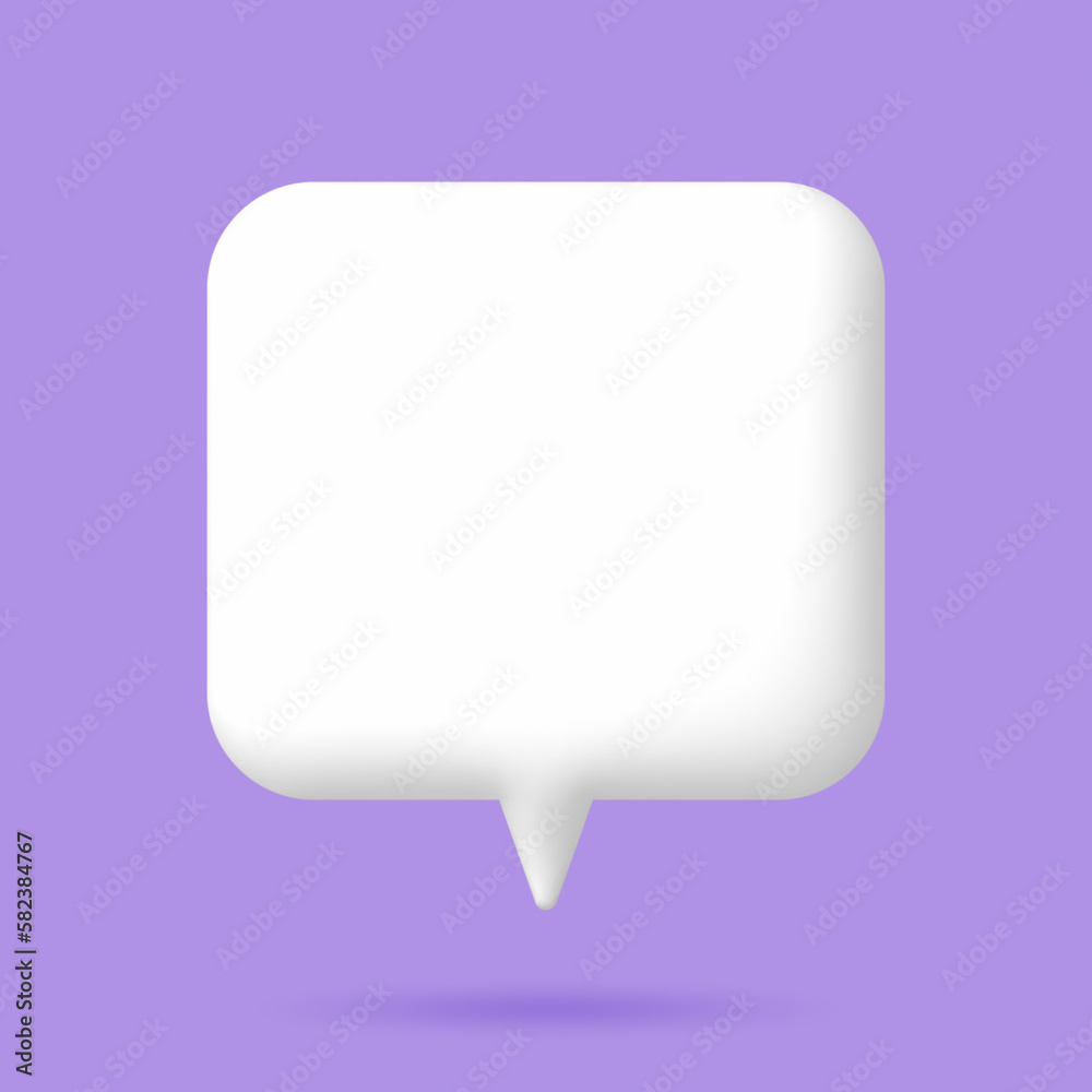3D White speech bubble elements on Pale purple background, 3D rendering image, Clipping path Included. 3D White speech bubble elements on Pale purple background, 3D rendering image, Clipping path Included.