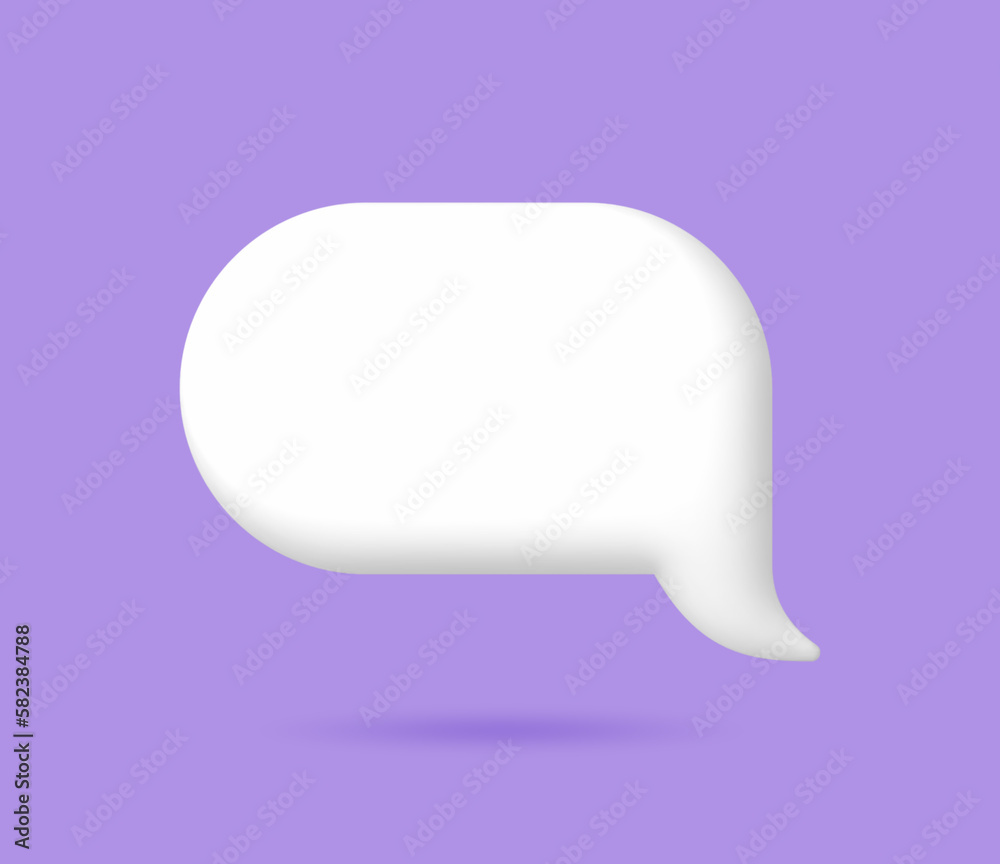 3D White speech bubble elements on Pale purple background, 3D rendering image, Clipping path Included. 3D White speech bubble elements on Pale purple background, 3D rendering image, Clipping path Included.