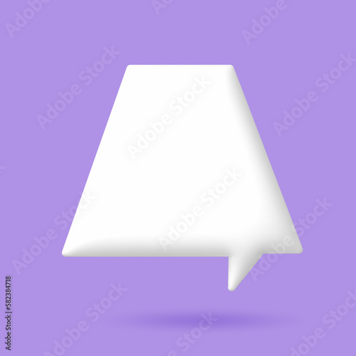 3D White speech bubble elements on Pale purple background, 3D rendering image, Clipping path Included.