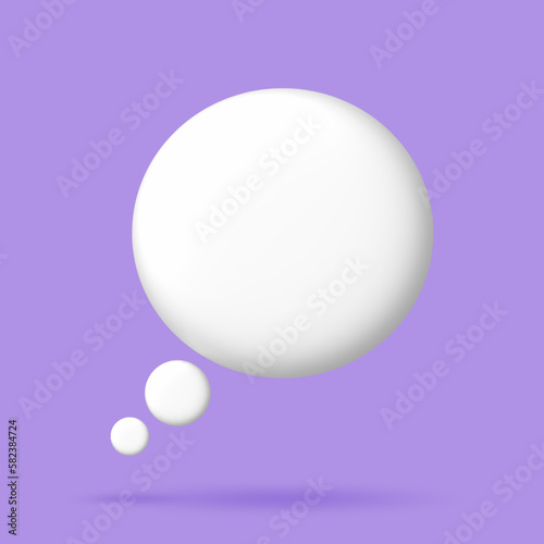 3D White speech bubble elements on Pale purple background, 3D rendering image, Clipping path Included.